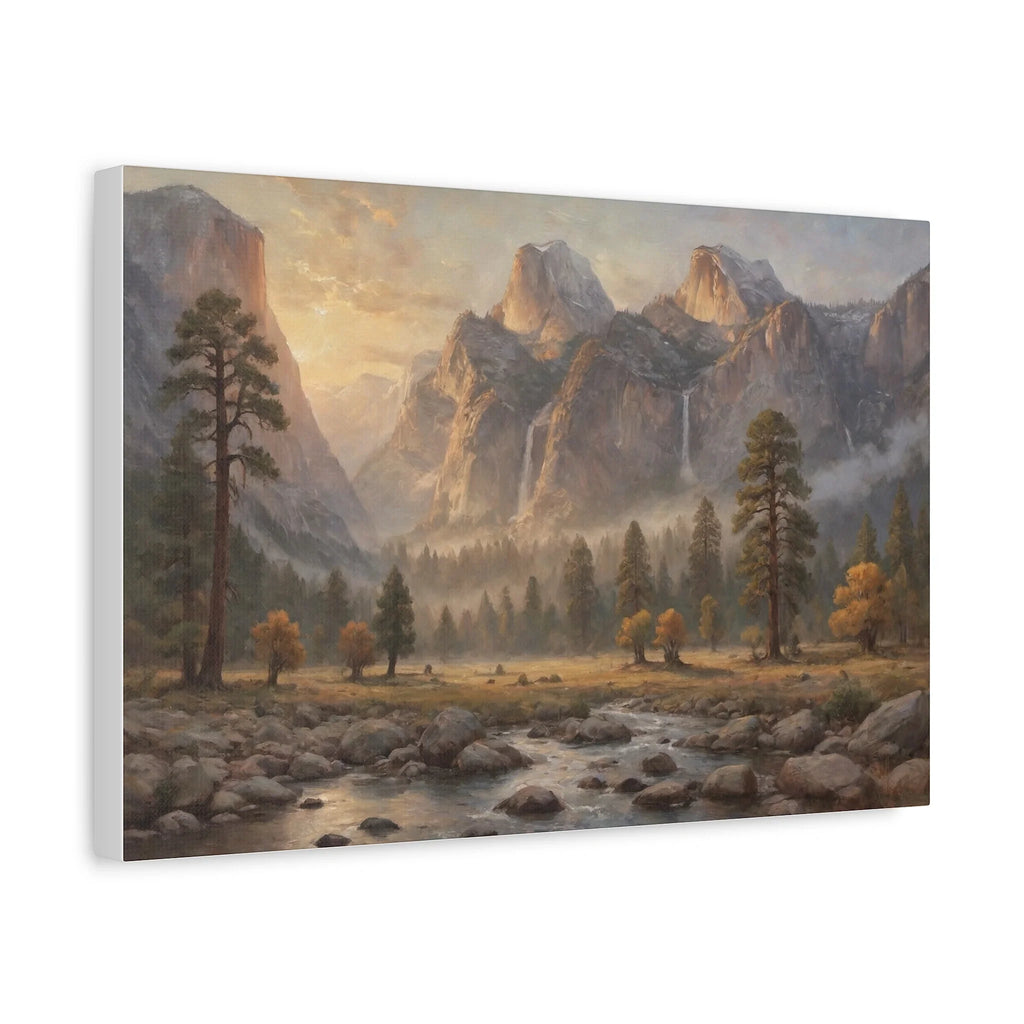 Yosemite Granite Valley: Golden Hour Mist & Cathedral Peaks Oil Painting