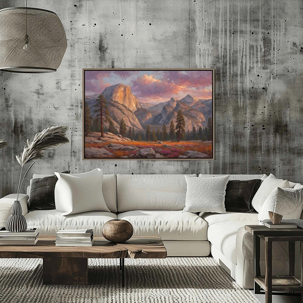 Yosemite Alpenglow: Half Dome Sunset Oil Painting Canvas Art