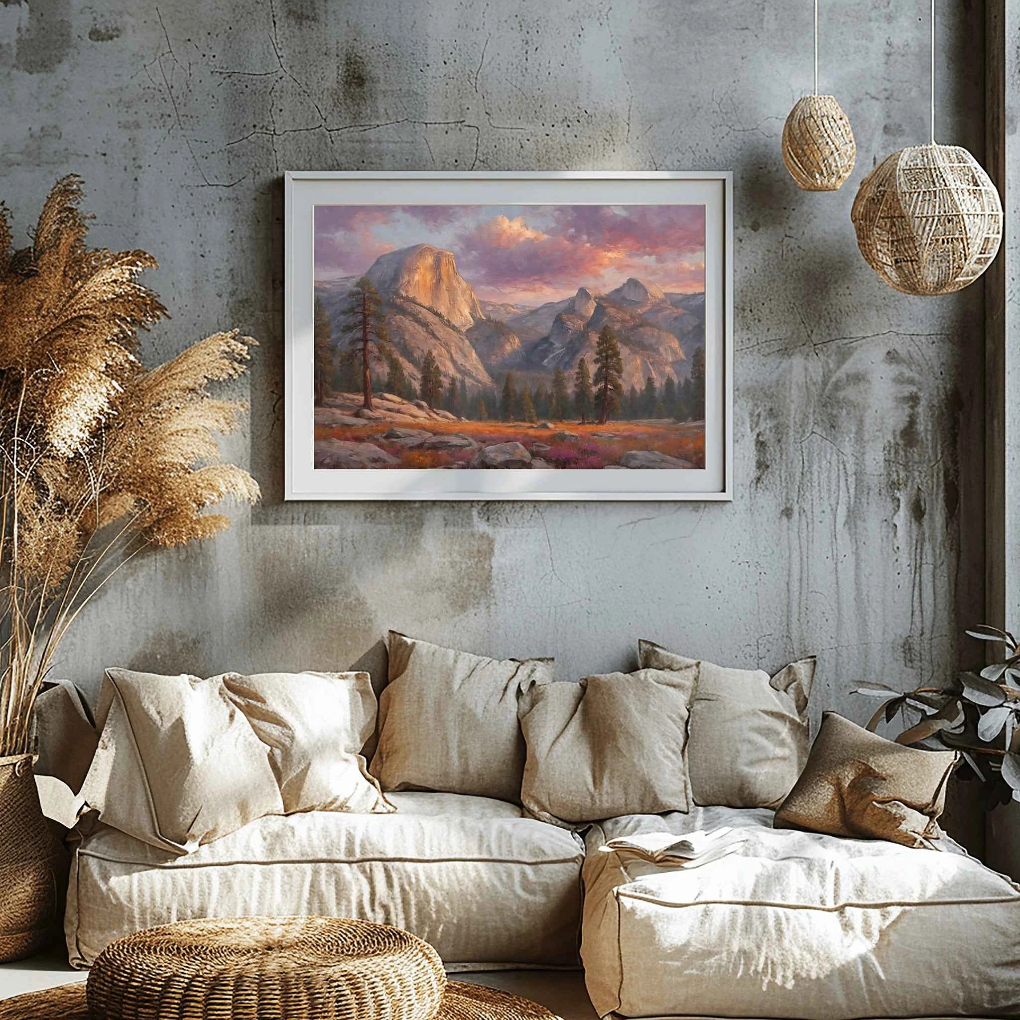 Yosemite Alpenglow: Half Dome Sunset Oil Painting Canvas Art