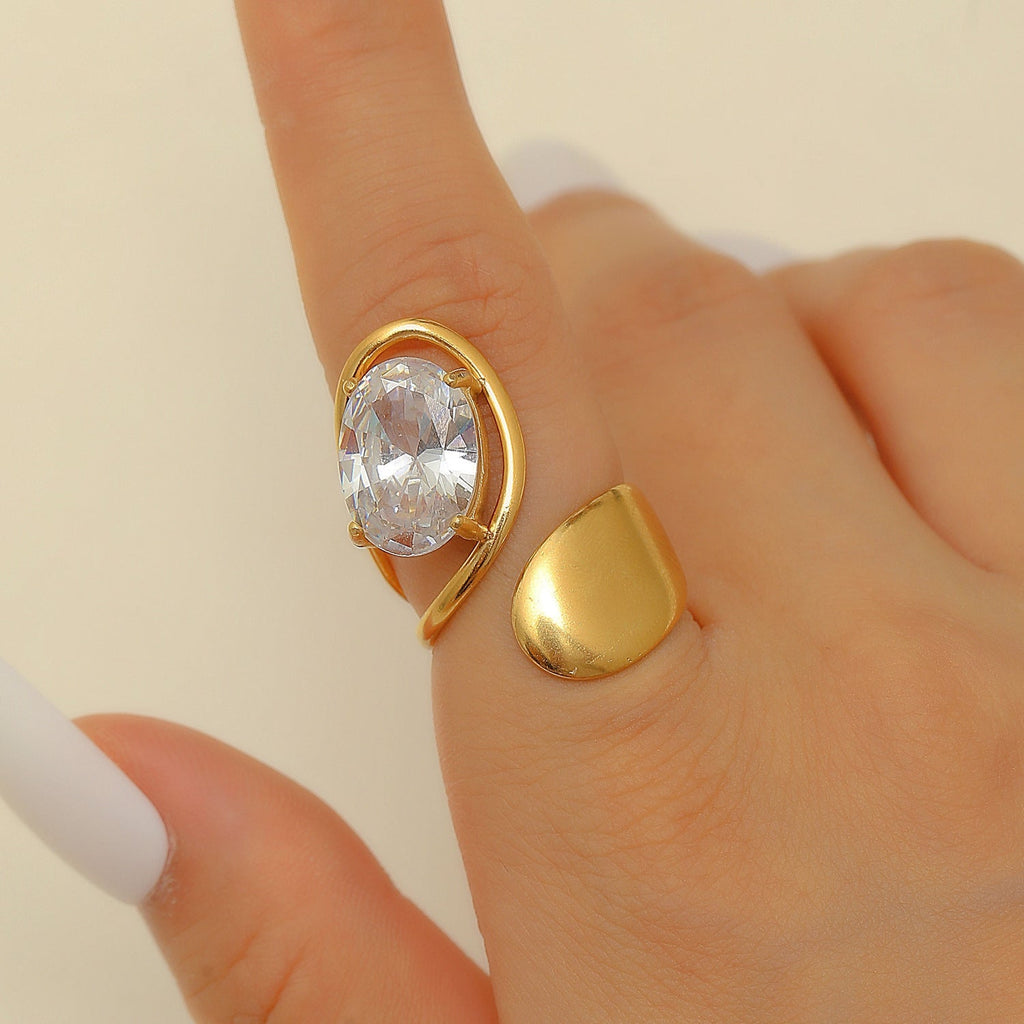 Stainless Steel Zircon Line Ring
