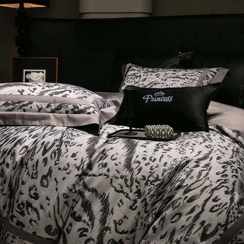 Zebra print 1000tc egyptian cotton bedding set bedroom duvet cover