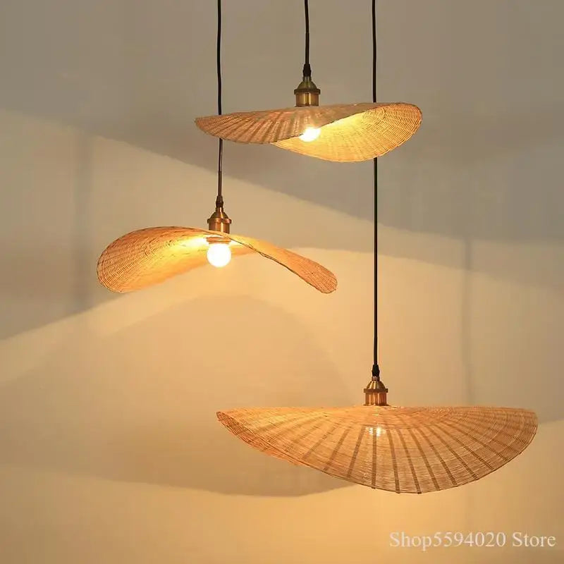 Zen bamboo tea room chandelier dining room led pendant light