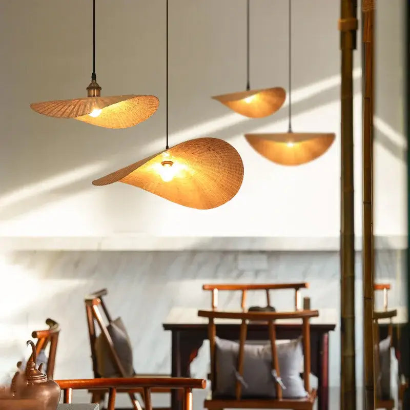 Zen bamboo tea room chandelier dining room led pendant light