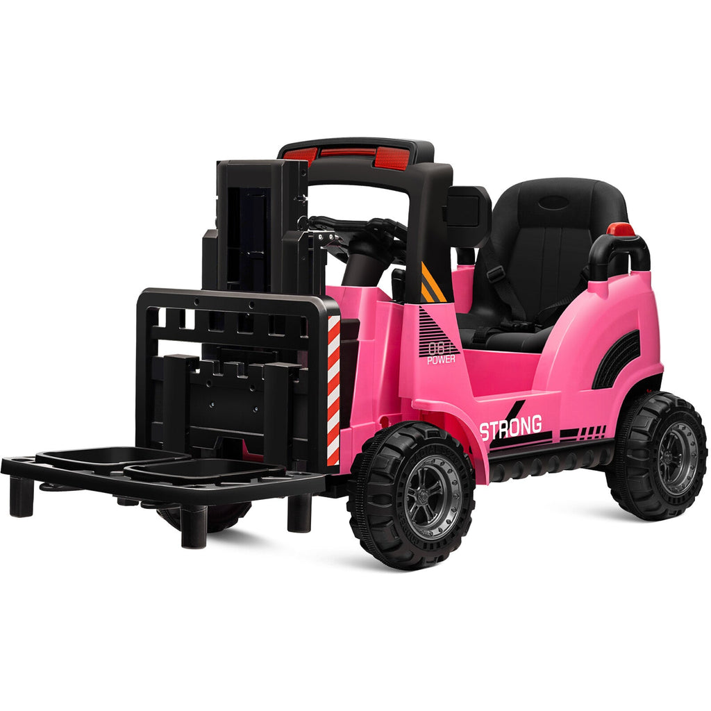 12V Kids Ride-On Forklift Toy Car with Horn for Pretend Construction Play