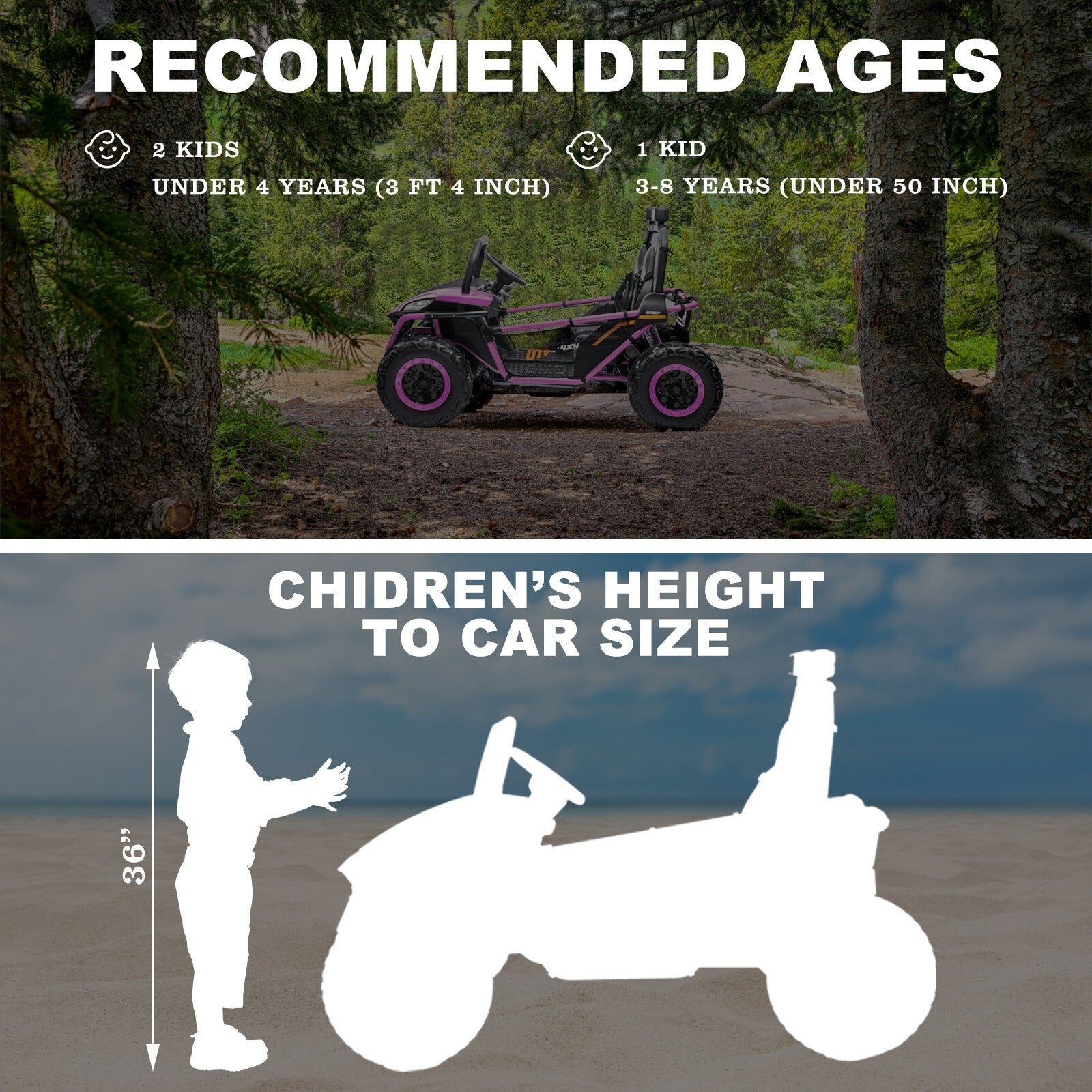 24V Kids 2-Seater Ride-On UTV Truck with 300W Motor, Remote Control, EVA Tires, Purple