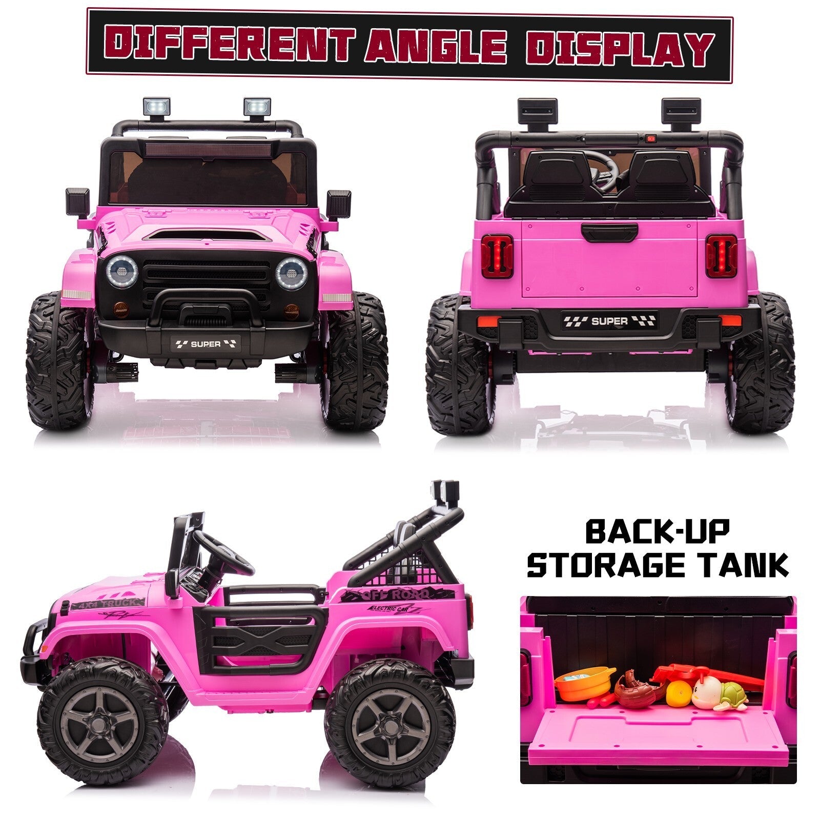 Kids Electric Ride-On Truck Car 24V 9AH Battery with 4WD/2WD Power - Purple