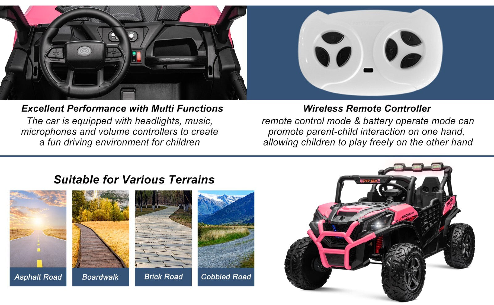 Kids Electric Ride-On UTV Truck with 24V Power, 4WD/2WD and Remote Control