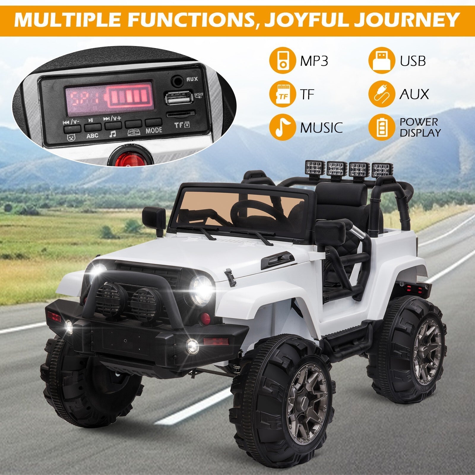Kids 12V Electric Ride-On Truck with Remote Control and Built-in Music