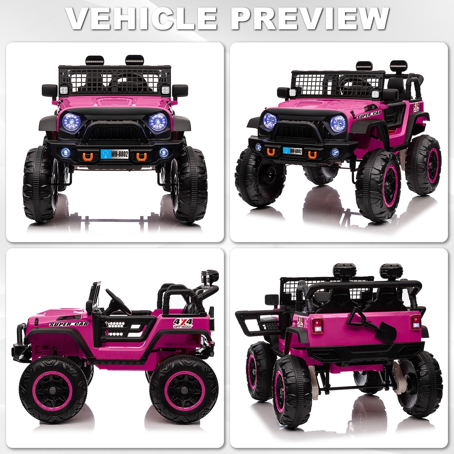 12V Electric Kids Ride-On Truck with Remote Control and 2 Seats
