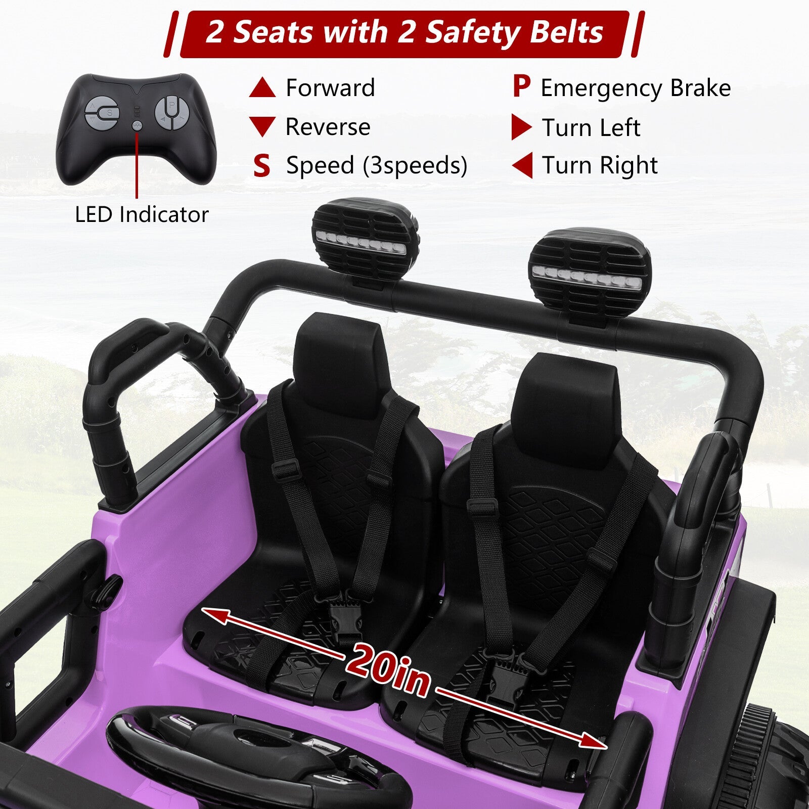 Kids 24V Electric Ride-On Truck with 2WD/4WD Switch and Dual Seats