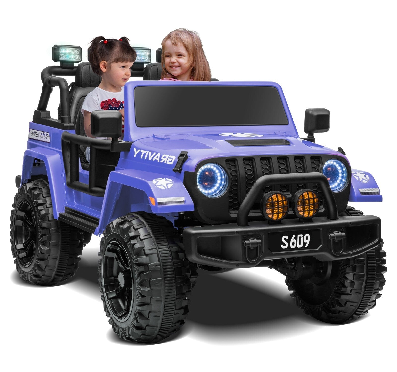 12V Electric Ride-On Jeep Truck for Kids with 2 Seats, 3 Speeds, and Remote Control, Blue