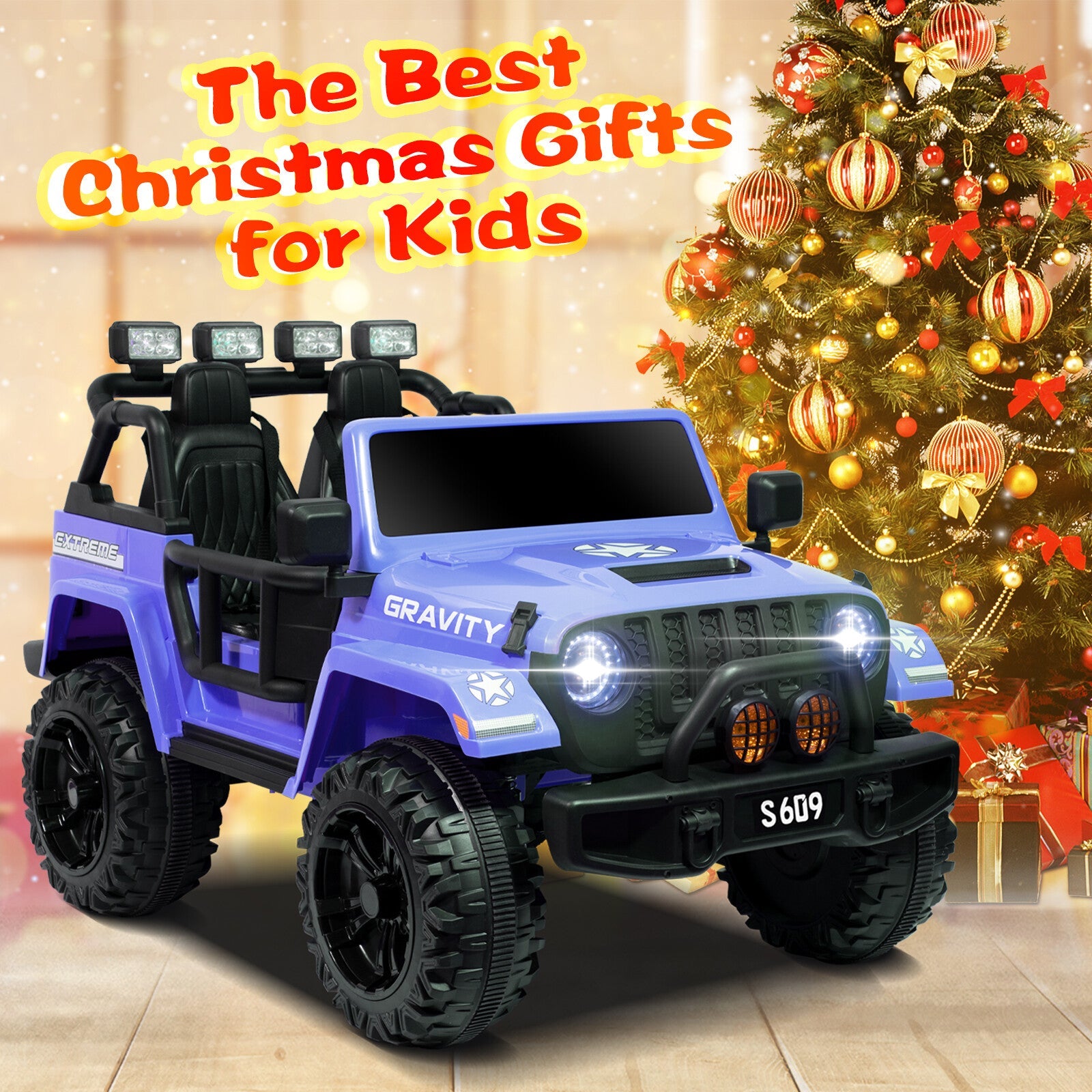 12V Electric Ride-On Jeep Truck for Kids, 2-Seater with 3 Speeds and Remote Control