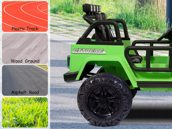 12V Electric Ride-On Jeep Truck for Kids, 2-Seater with 3 Speeds and Remote Control