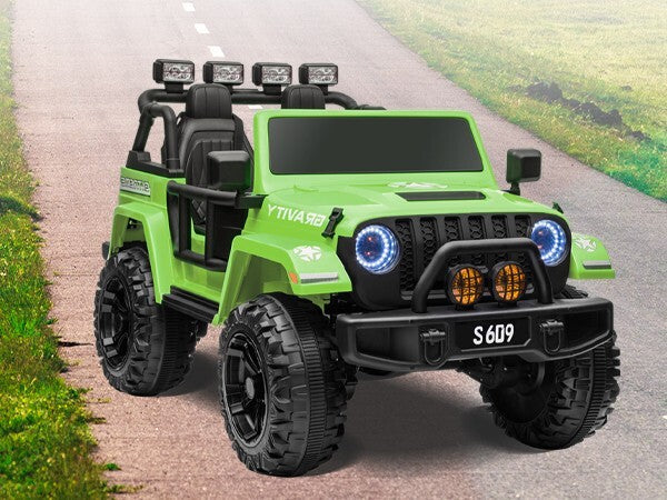 12V Electric Ride-On Jeep Truck for Kids 2-Seater with 3 Speeds Green