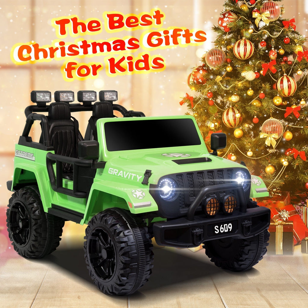 12V Electric Ride-On Jeep Truck for Kids 2-Seater with 3 Speeds Green