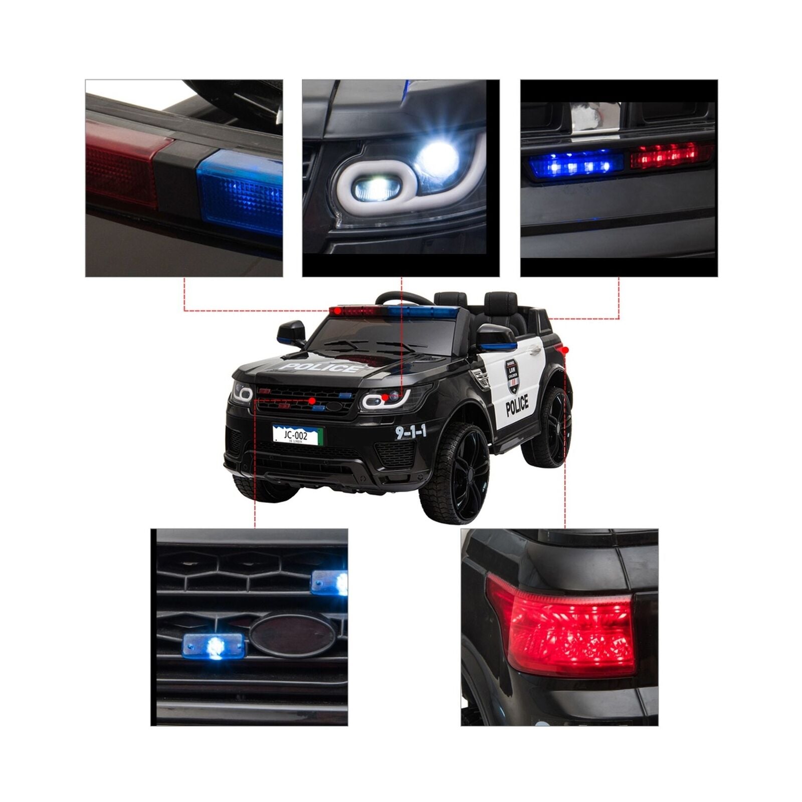 Zimtown Kids Police Electric Car with Double Drive and 12V Battery Motor