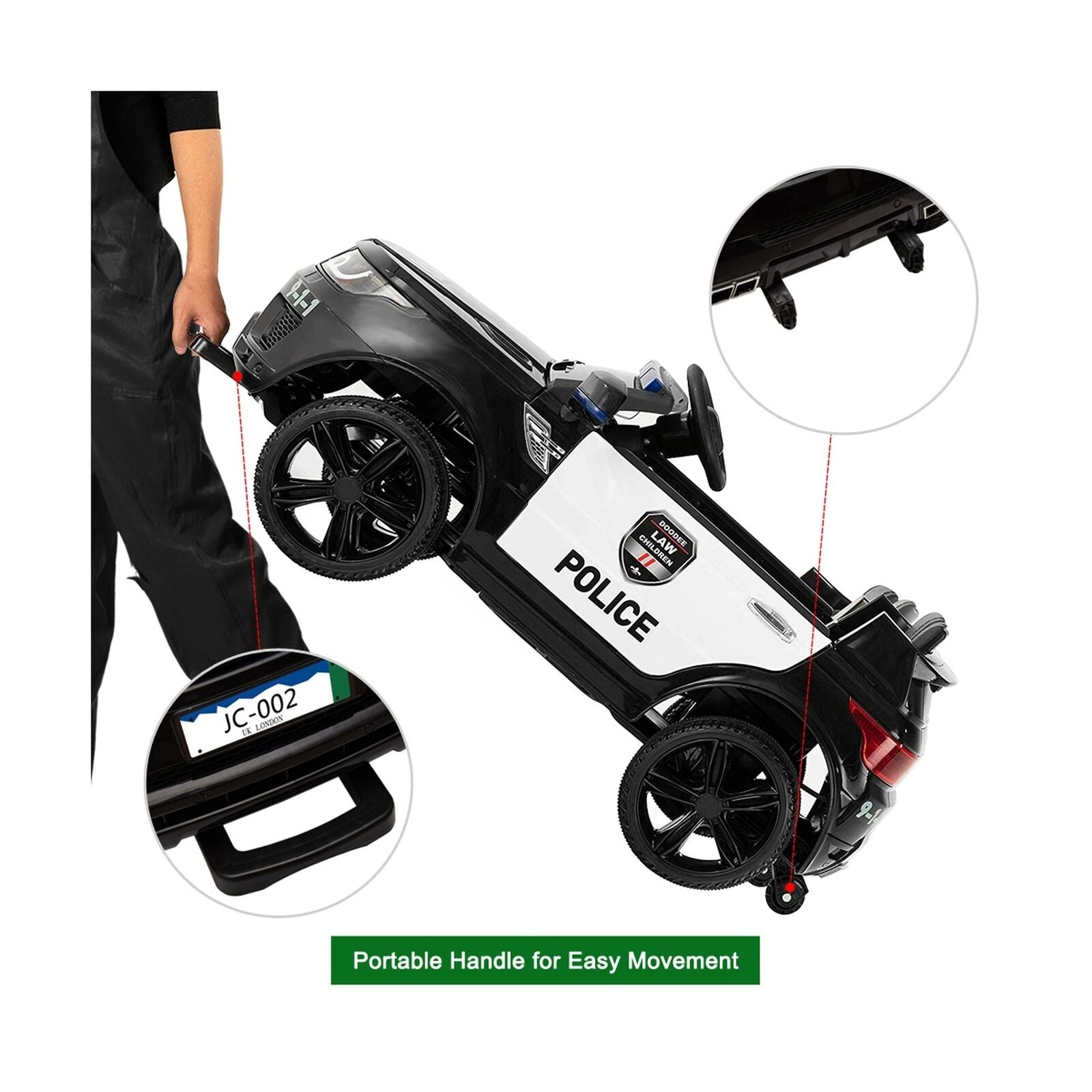 Zimtown Kids Police Electric Car with Double Drive and 12V Battery Motor